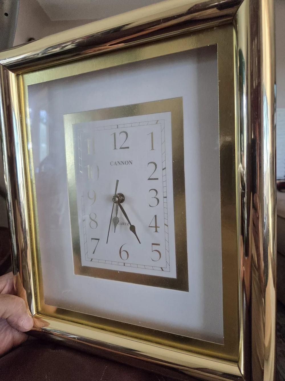 Canon Gold and White Rectangular Quartz Wall Clock